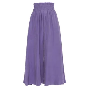 Wide Cupro Culottes With Elastic Waist Violet