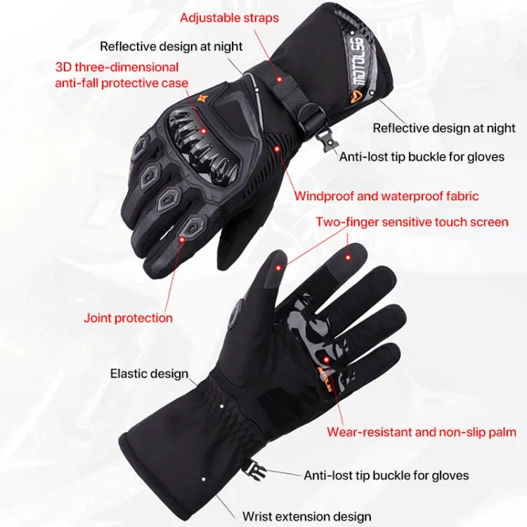 1-Pair MOTOLSG Motorcycle Riding Waterproof Winter Warm Gloves, Size:L(Black Red)