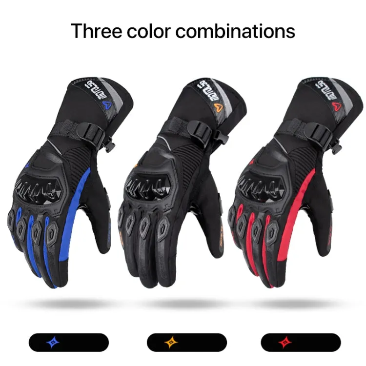 1-Pair MOTOLSG Motorcycle Riding Waterproof Winter Warm Gloves, Size:L(Black Red)