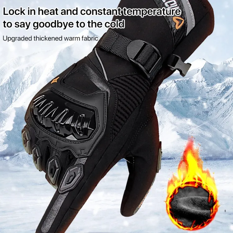 1-Pair MOTOLSG Motorcycle Riding Waterproof Winter Warm Gloves, Size:L(Black Red)