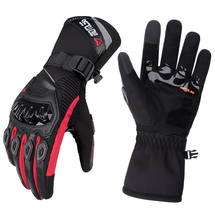 1-Pair MOTOLSG Motorcycle Riding Waterproof Winter Warm Gloves, Size:L(Black Red)