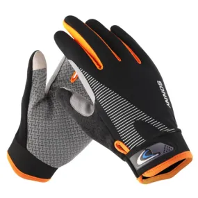 1 Pair QX0002 Sports Sunscreen Touch Screen Non-slip Wear Resistant Shock Absorbing Cycling Gloves, Size: L(Orange)