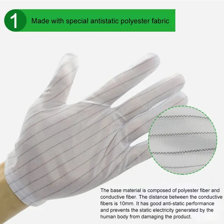 10 Pairs Anti-static Stripe Plastic Gloves, Size：Free Size