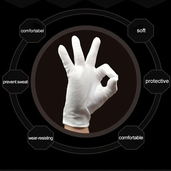 12 Pairs Pure Cotton Working Gloves, Medium Thick Size：Free Size