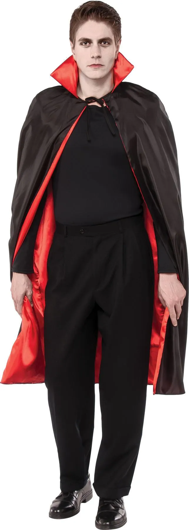 48' Lined Satin Cape Black/Red