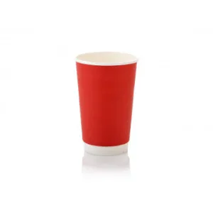 500ml Paper Coffee Cup Double Wall Red with White Sip Lid 10pack