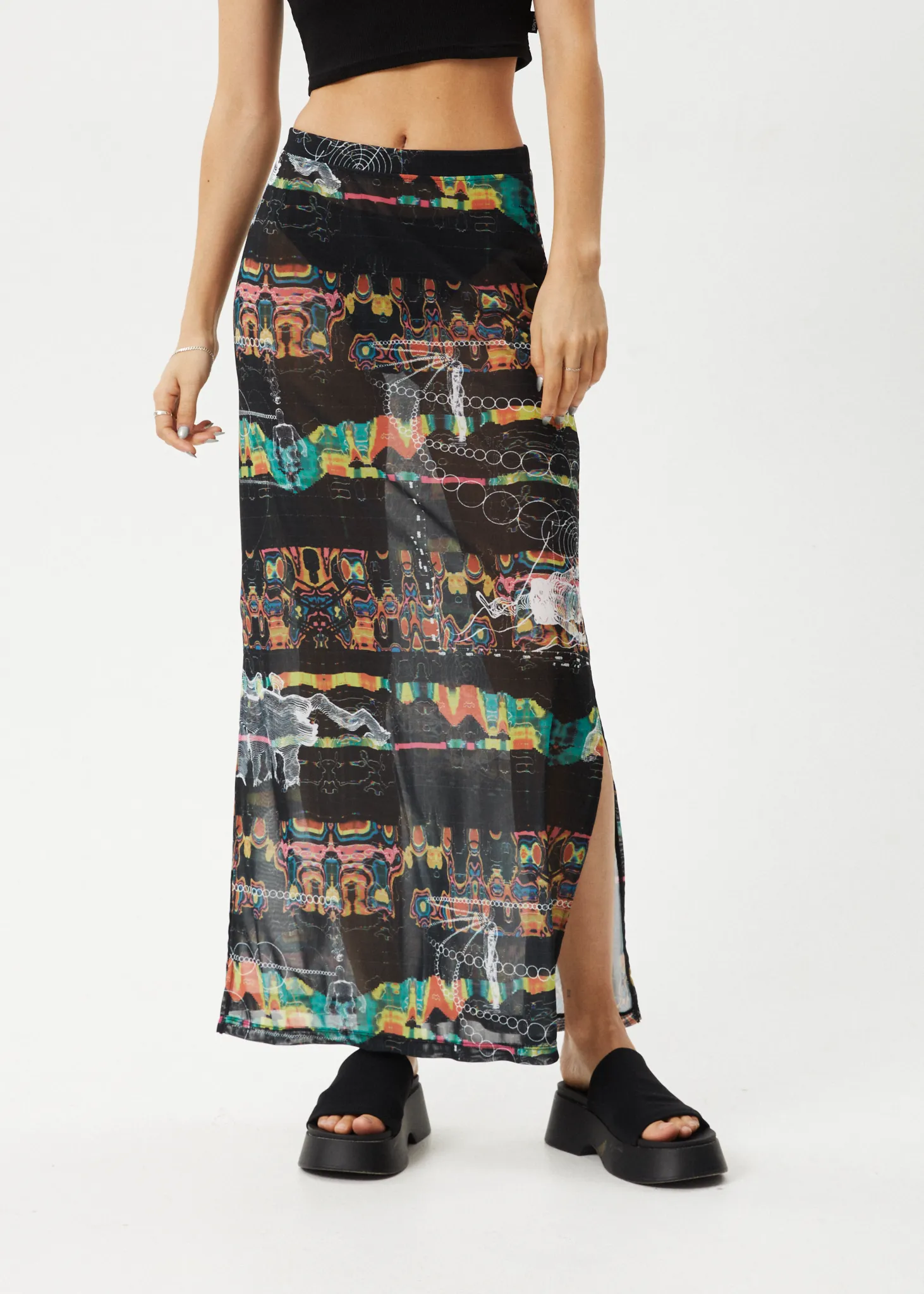 AFENDS Womens Astral - Sheer Maxi Skirt - Black