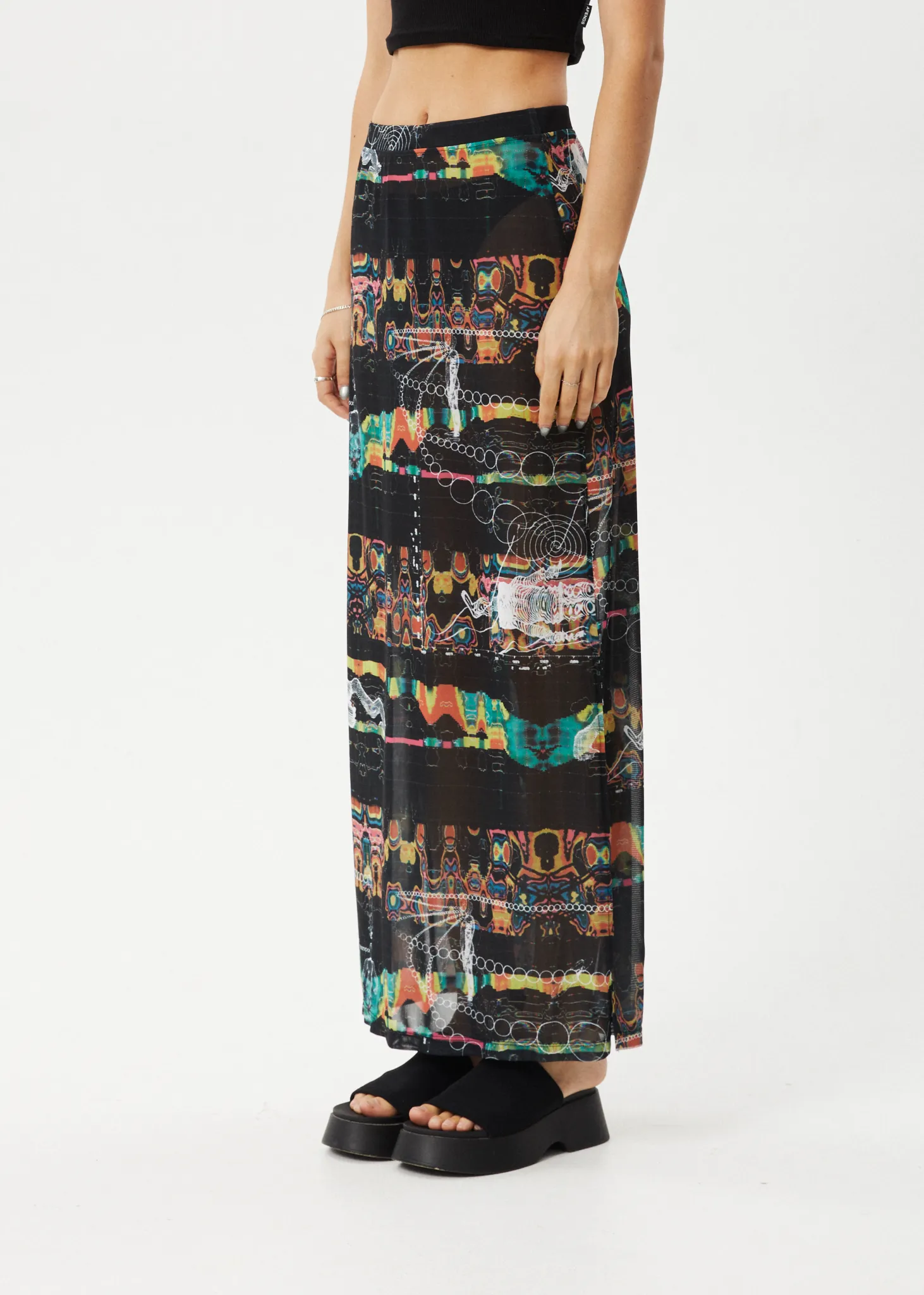 AFENDS Womens Astral - Sheer Maxi Skirt - Black