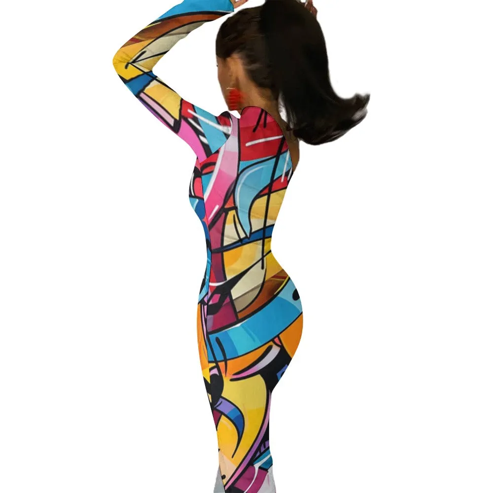 All That Jazz Multi Print and Solid Half Sleeve Slit Dress