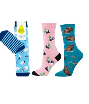 Animals Galore Women's Crew Socks - 3 Pack