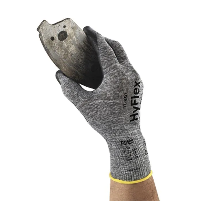 Ansell HyFlex 11-801 103385 Work Glove, Gray, Case of 144 Pairs