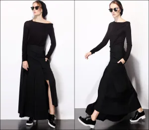 Asymmetric Cut Stretch Cotton Large Package Hip Skirt High-End Japanese Elegant Fashion Maxi Long Skirt //