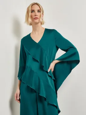 Asymmetrical Ruffle Blouse - Crepe De Chine