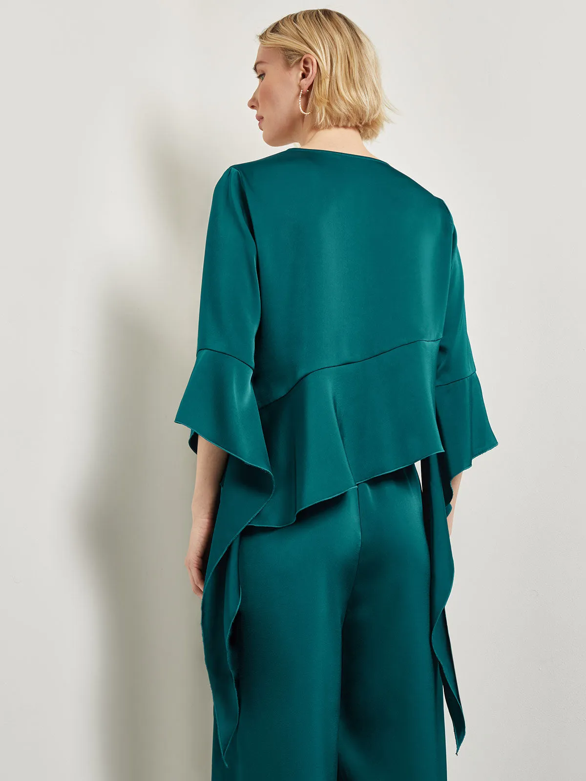 Asymmetrical Ruffle Blouse - Crepe De Chine