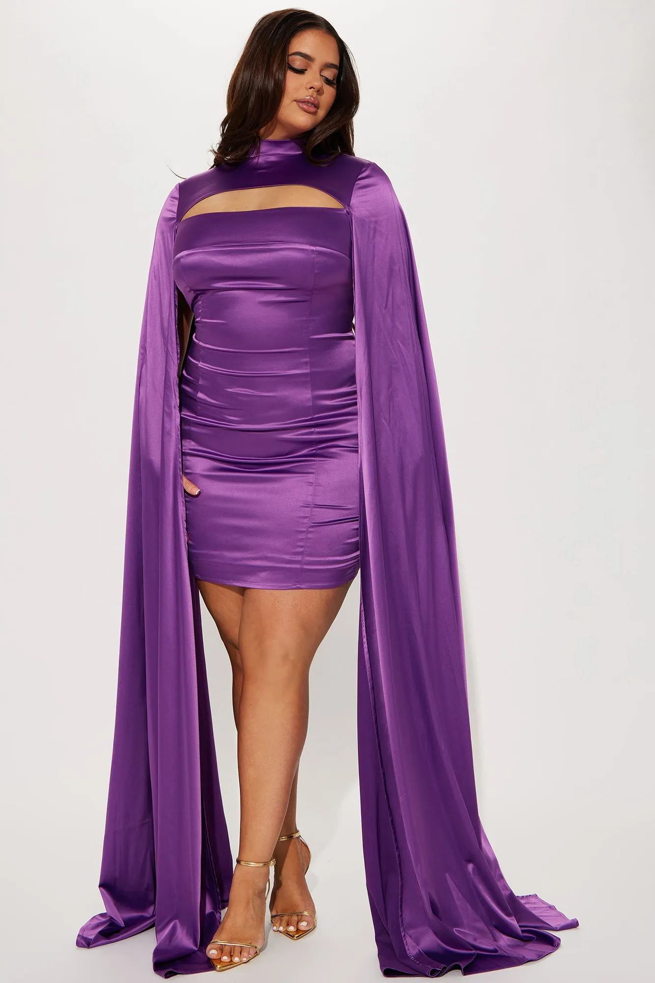 Athens Goddess Satin Mini Dress - Purple