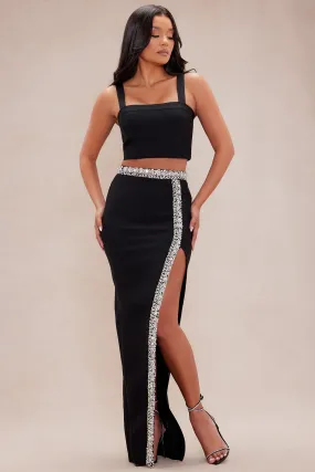 Audrianna Embellished Bandage Maxi Skirt Set - Black