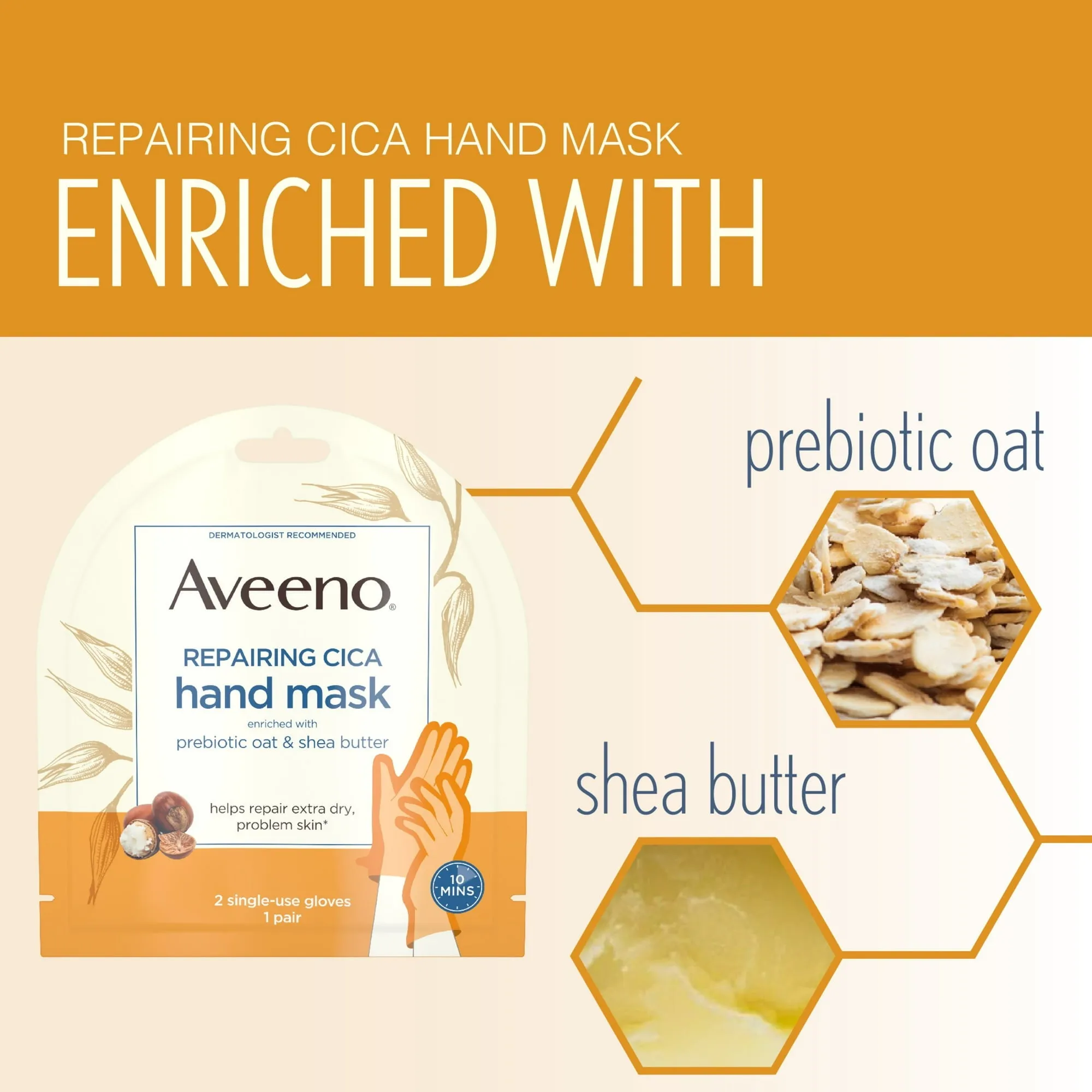 Aveeno Skin Relief Repairing Hand Mask With Oat & Shea Butter 1 Pair