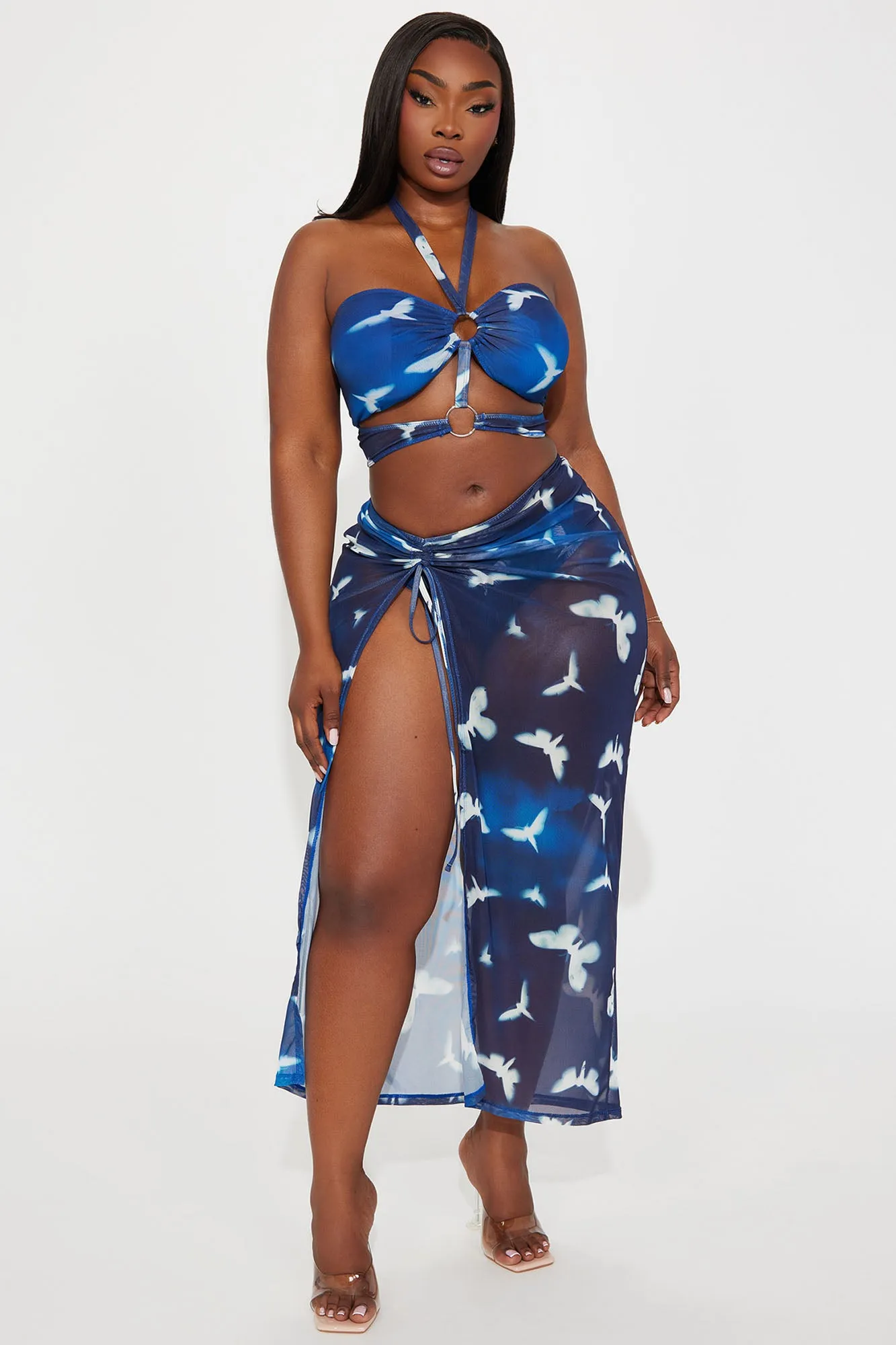 Azura 3 Piece Bikini Set - Navy/combo