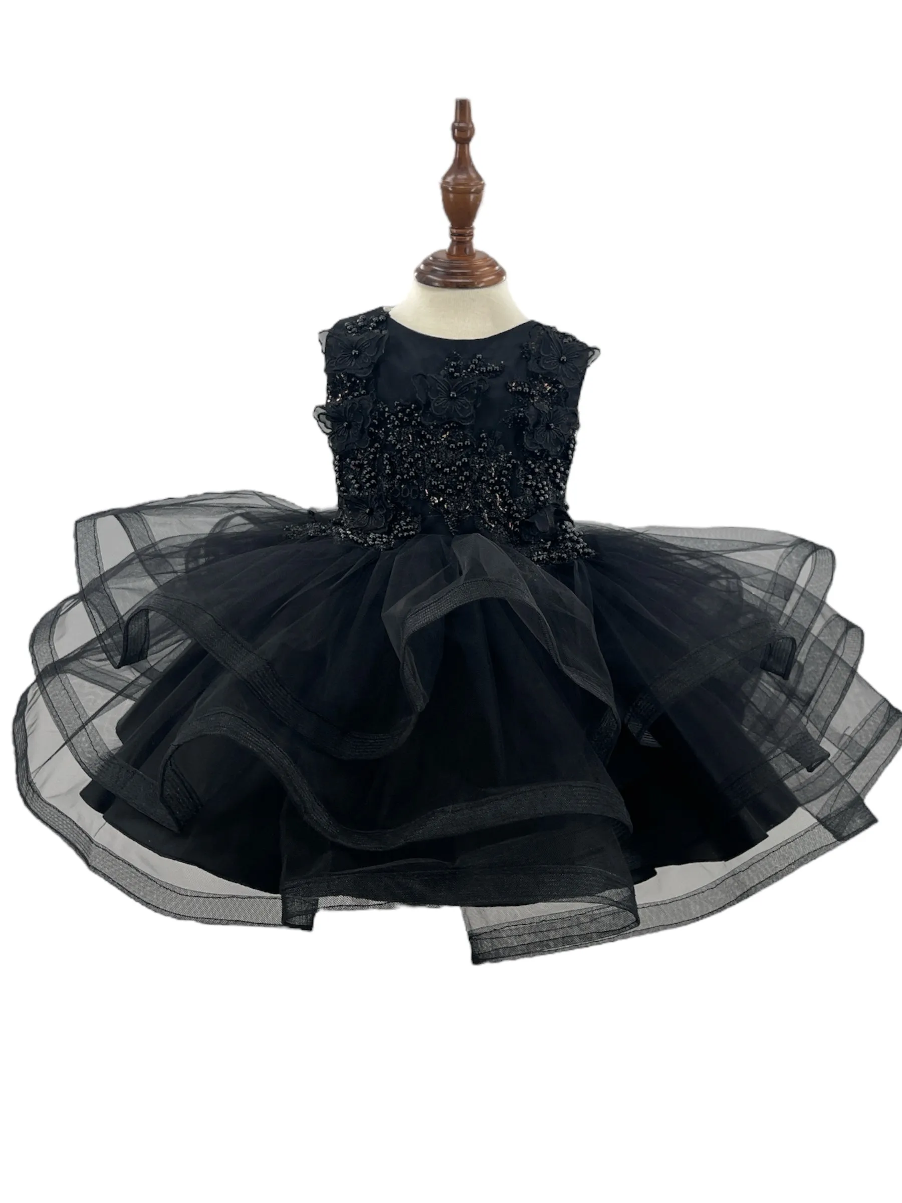 Baby Girls Butterfly Sequin Tulle Layered Skirt Flower Girl Dress 3-24M