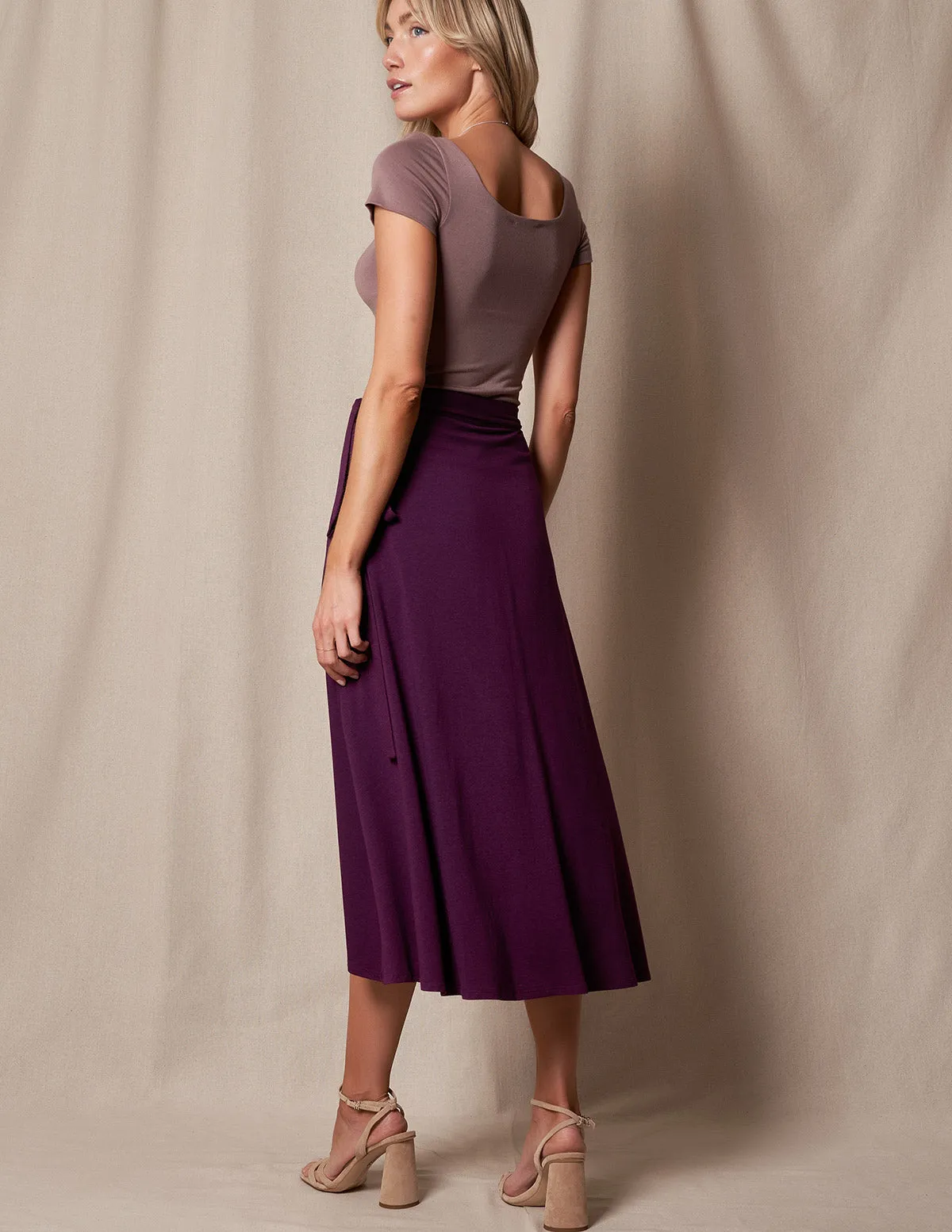 Bamboo / Organic Cotton Wrap Skirt - Plum