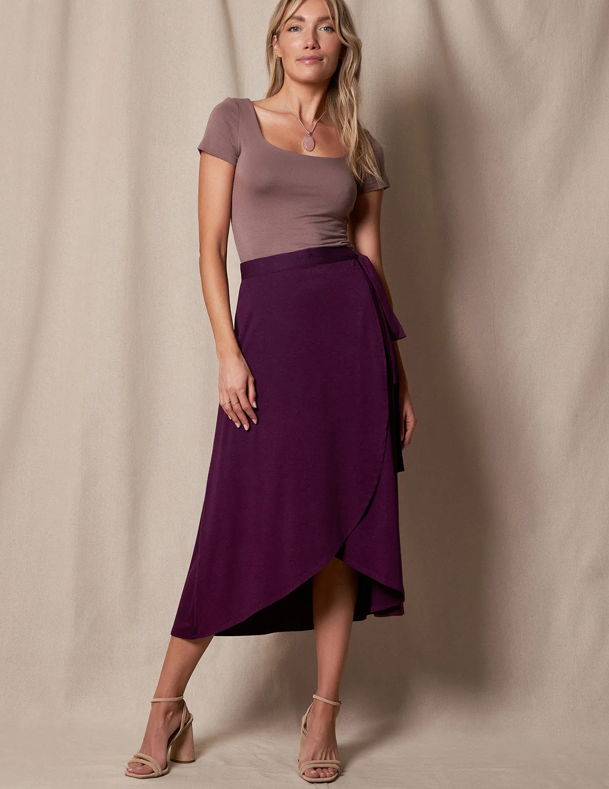 Bamboo / Organic Cotton Wrap Skirt - Plum