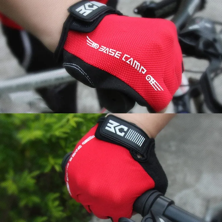 BaseCamp BC-204 Bicycle Half Finger Gloves Lycra Fabric Cycling Gloves, Size: M(Red)