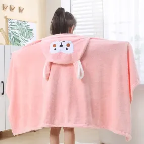 Bath Towel for Children Hooded Cape Cloak Absorbent Baby Hooded Bathrobe Cartoon Baby Coral Fleece Bath Towel for Children