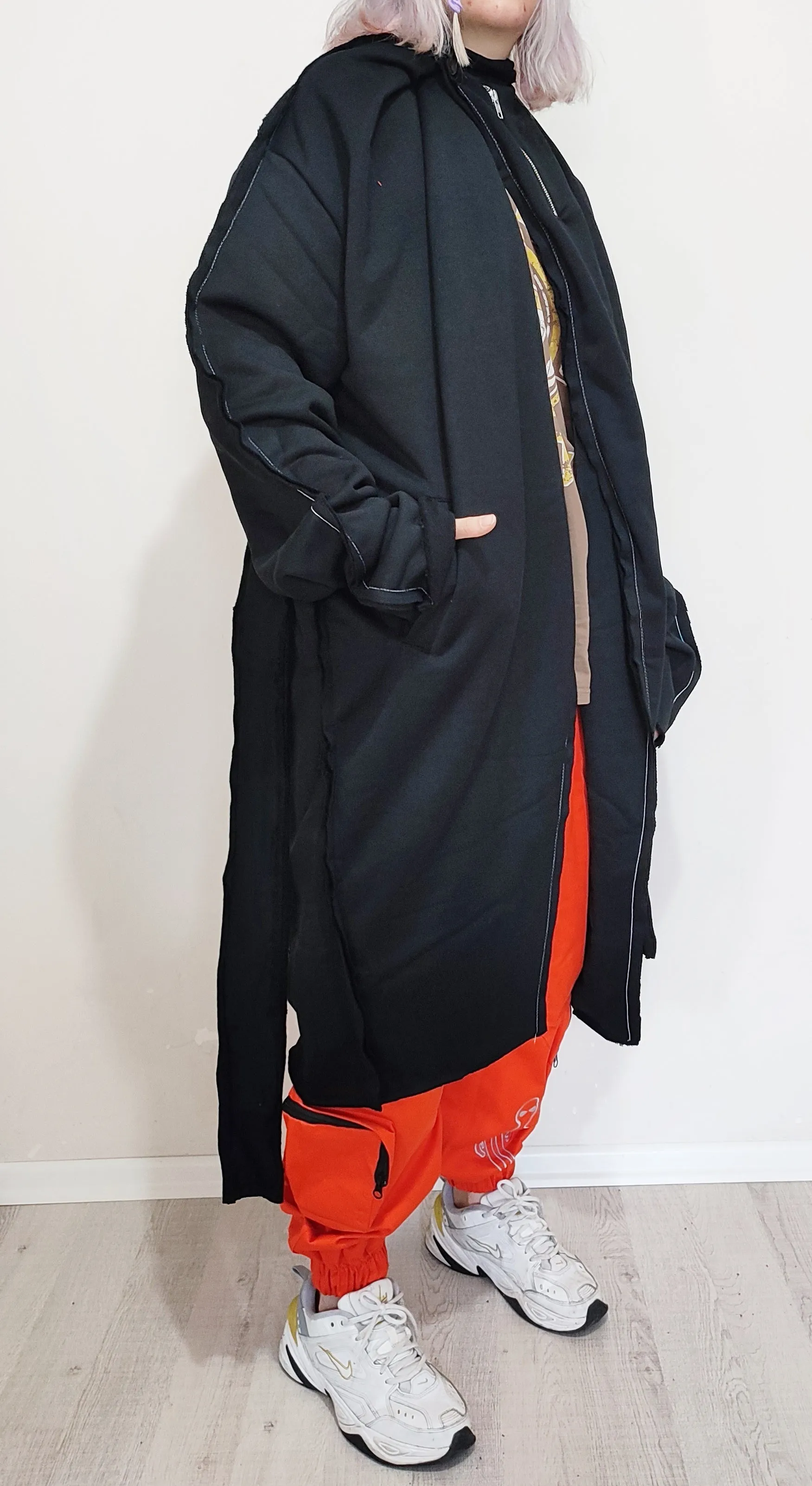 Belted Overlong Oversized Cardigan Kimono, Post Apocalyptic