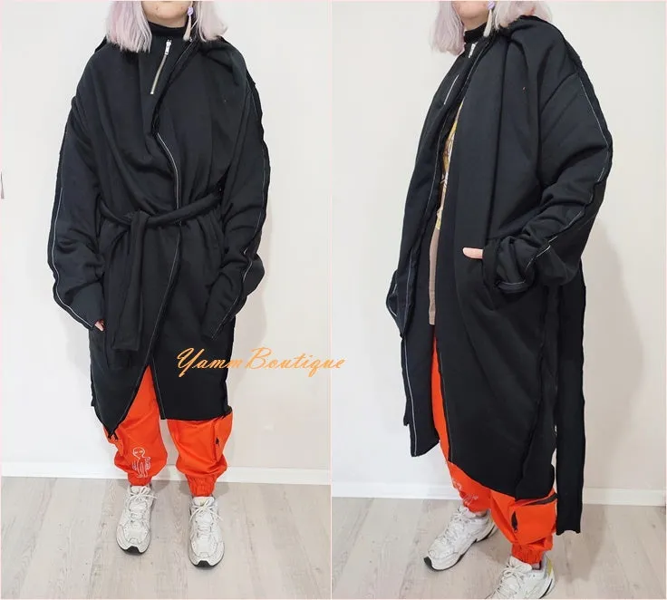 Belted Overlong Oversized Cardigan Kimono, Post Apocalyptic