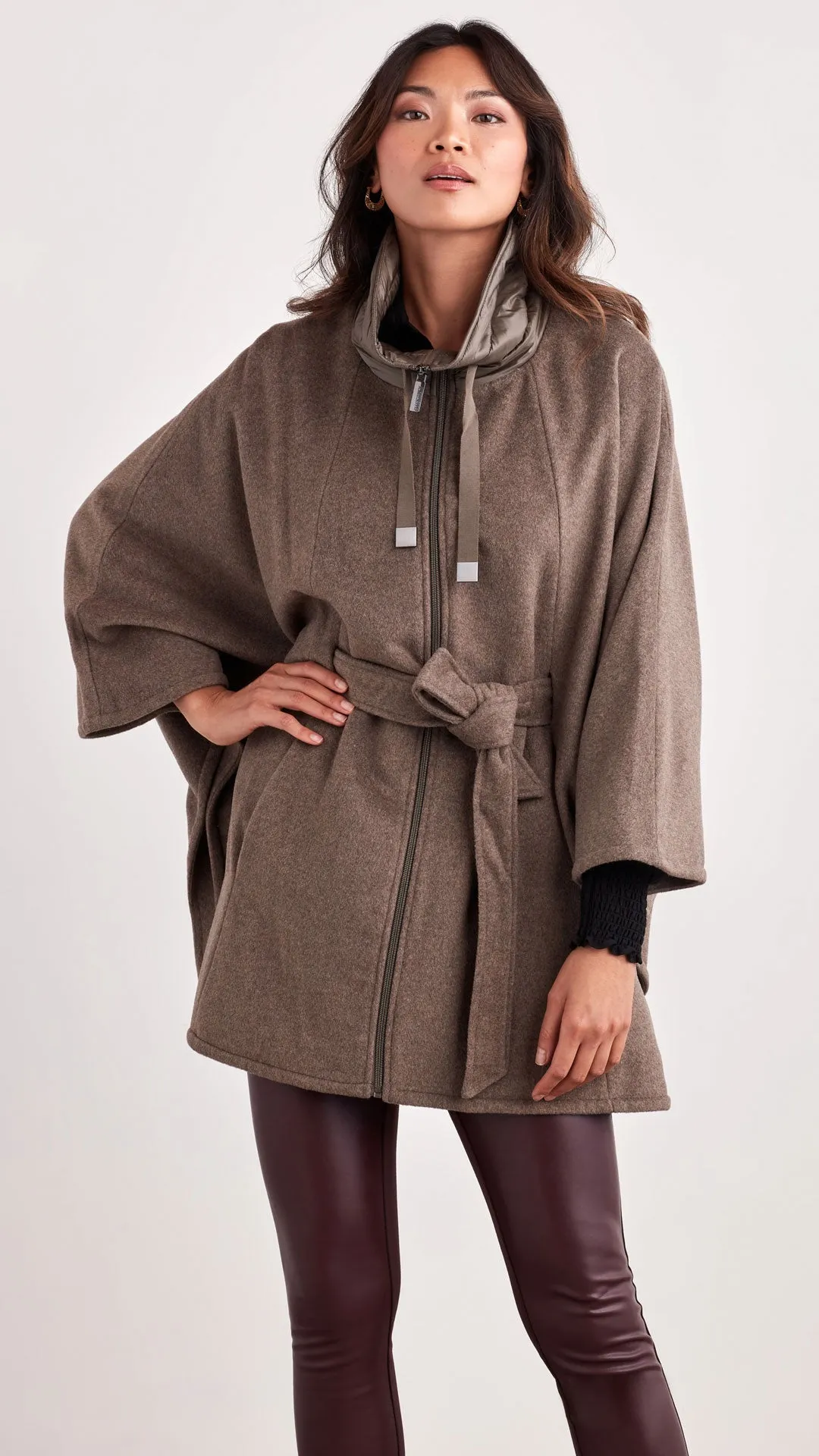 BELTED WOOL CAPE