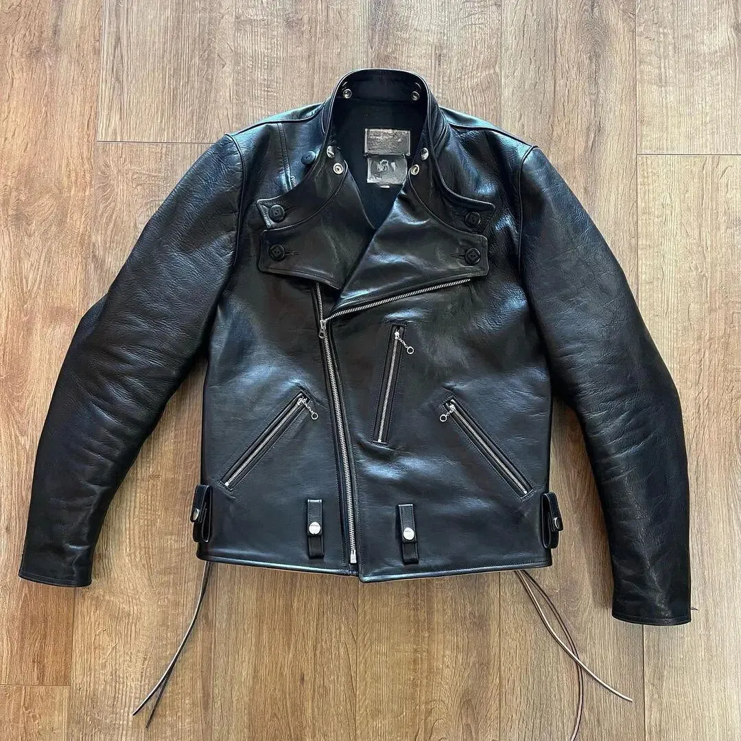 Black Back Laces Leather Jacket