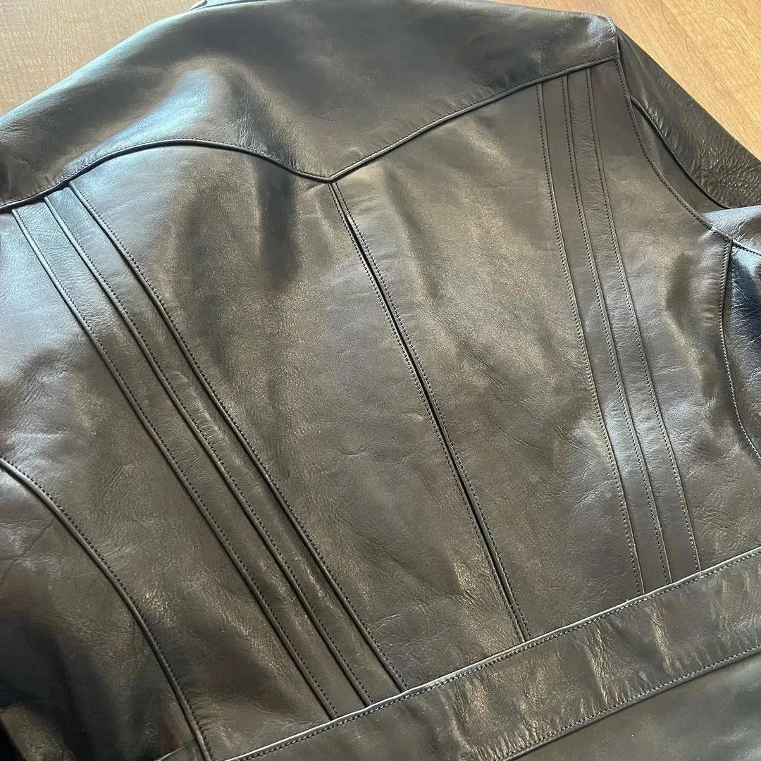 Black Back Laces Leather Jacket