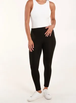 Black Basic Stretchy Fleeced Lined Leggings