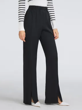 Black High Waist Wide-Leg Slit Pants