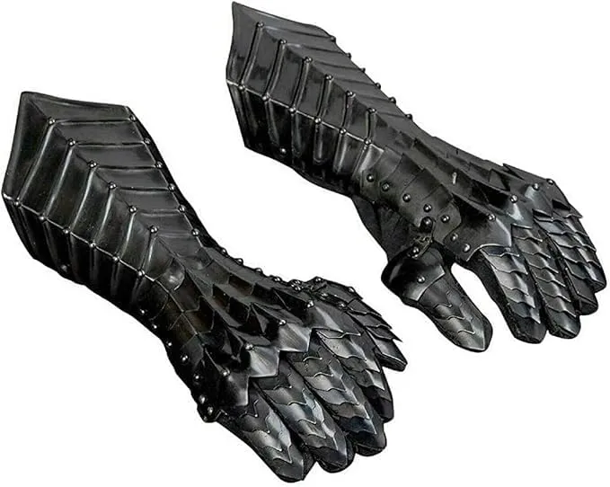 Black Medieval Nazgul Wearable Gloves Set Pair Armour Battle Steel Armor Gauntlets Gift For Him, Men Gifts Costume Fathers Gift Christmas