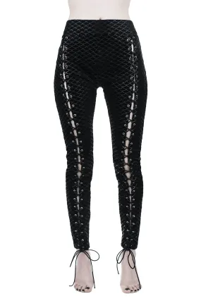 Black Sea Lace-Up Leggings [B]