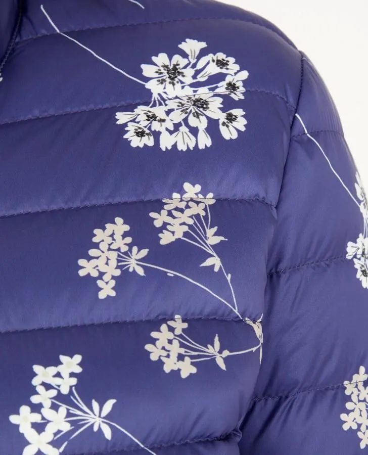 Blue Pretty Posey Print Down Jacket