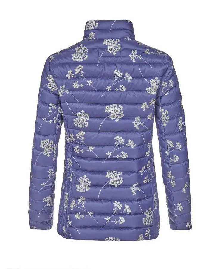 Blue Pretty Posey Print Down Jacket