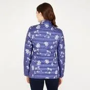 Blue Pretty Posey Print Down Jacket