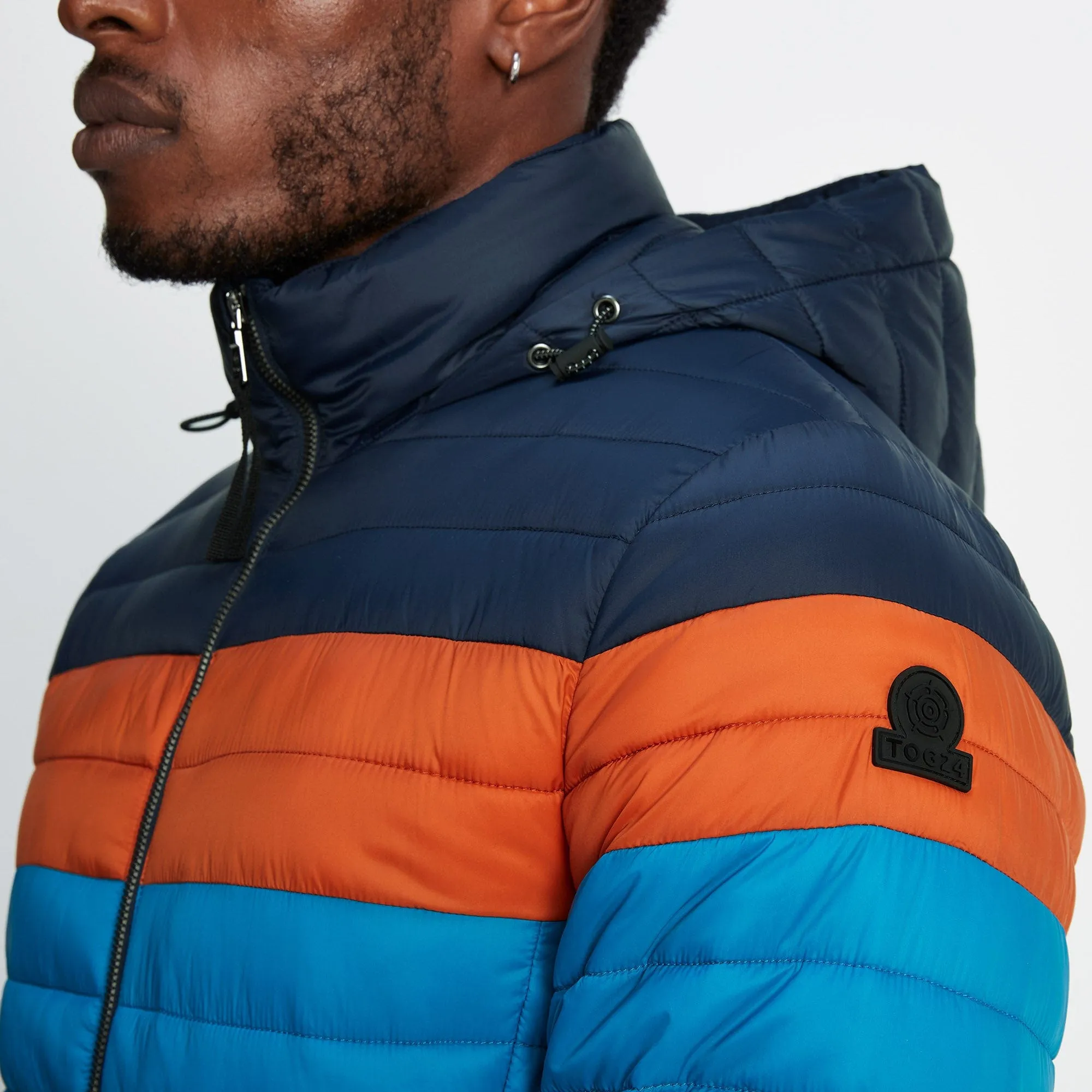 Bowburn Mens Padded Jacket - Peacock Blue/Dark Orange