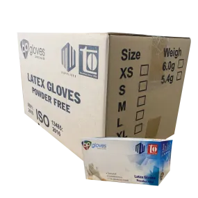 BP Latex Gloves, Powder-Free, size M, CASE (Pk: 100 pcs/box, 10 boxes/case)