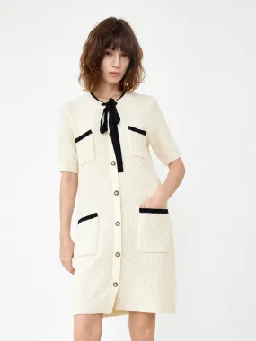 Button Up Contrast Knit Dress