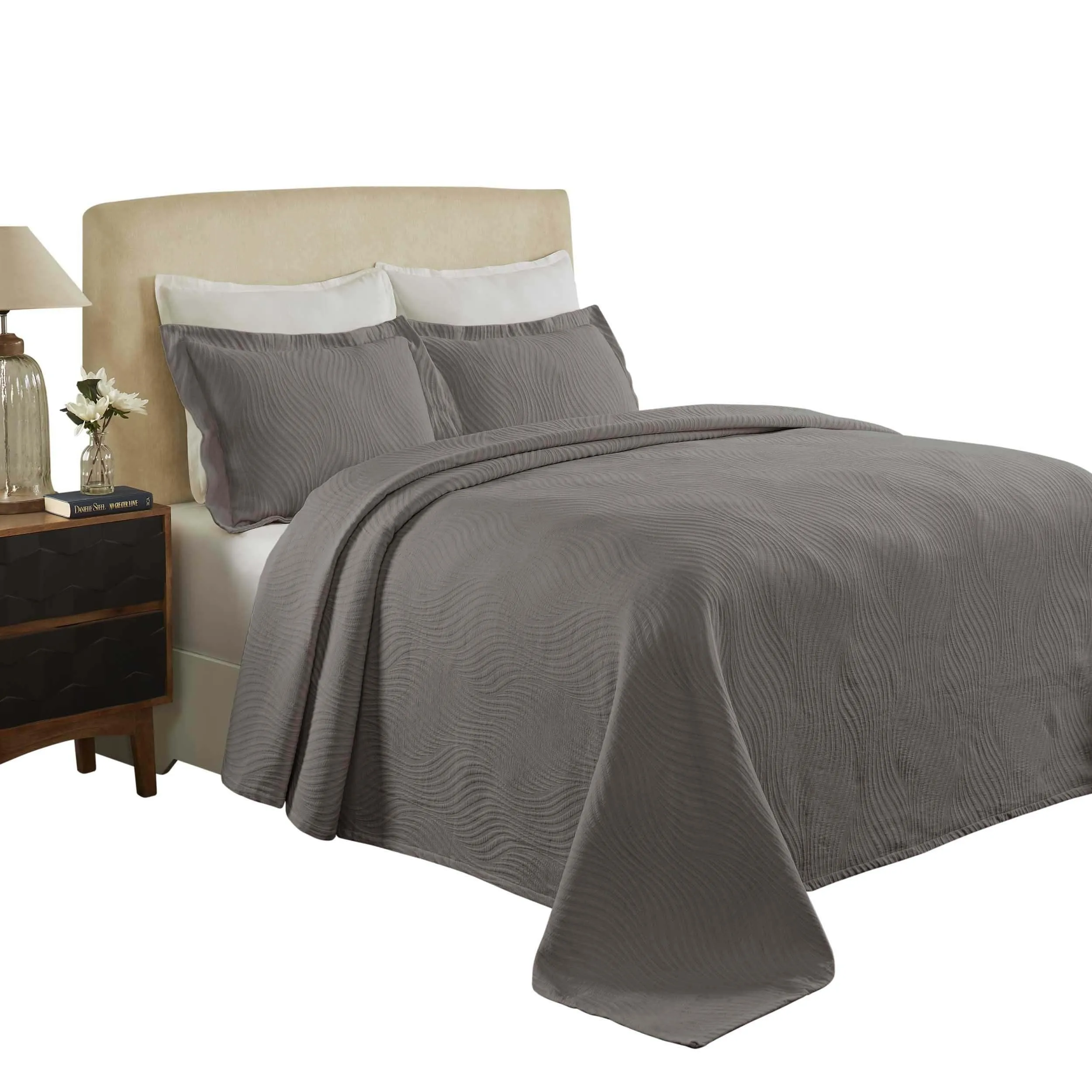 Cascade Cotton Jacquard Matelassé 3-Piece Bedspread Set