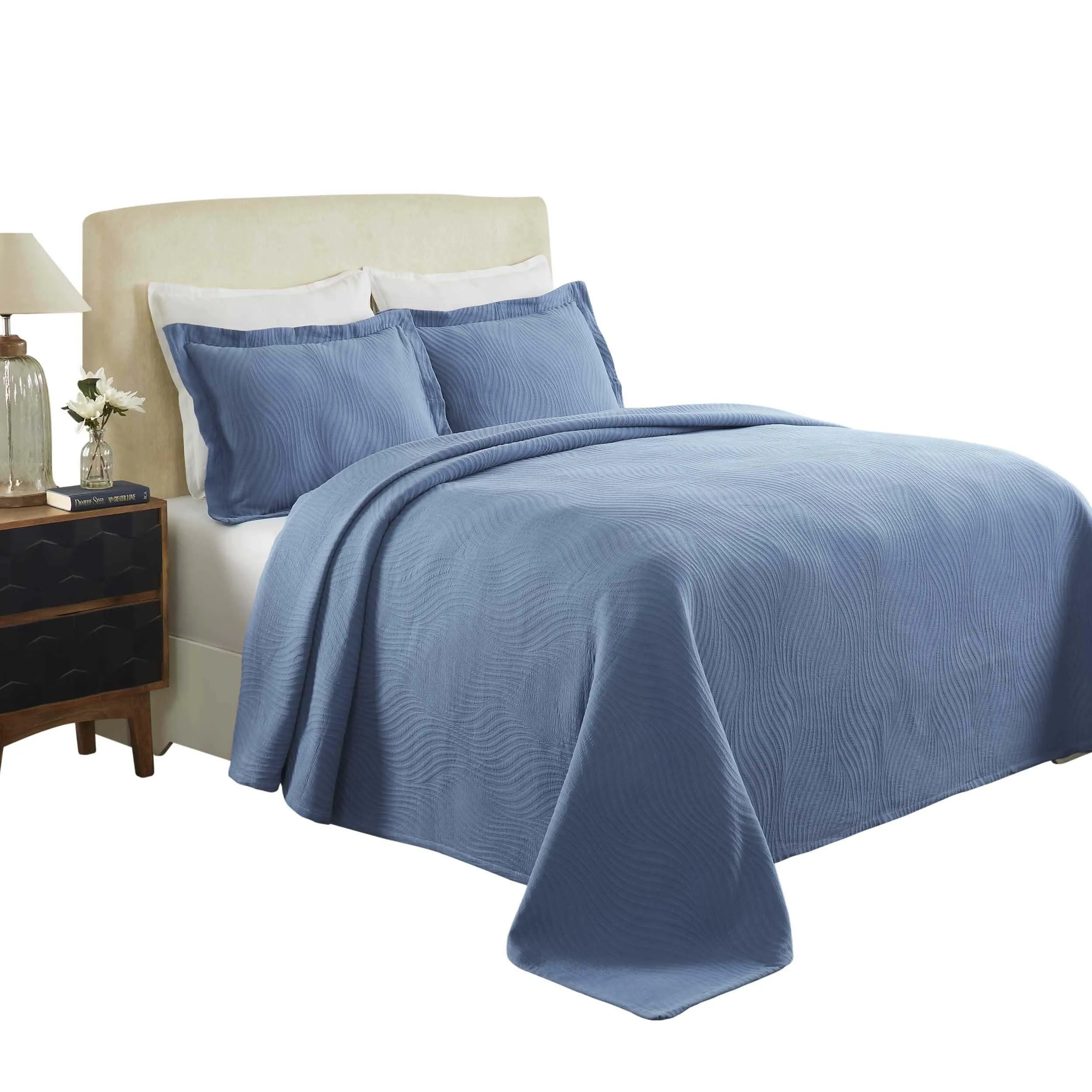 Cascade Cotton Jacquard Matelassé 3-Piece Bedspread Set