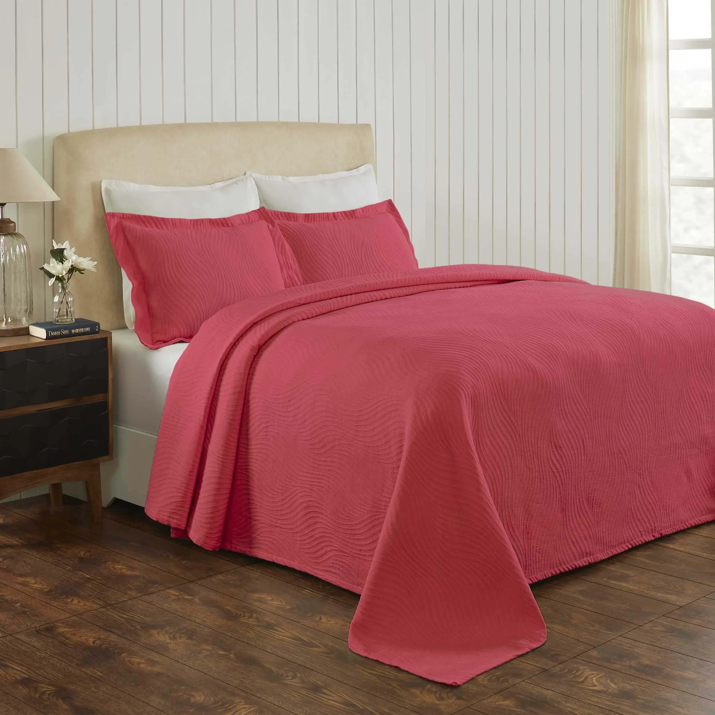 Cascade Cotton Jacquard Matelassé 3-Piece Bedspread Set