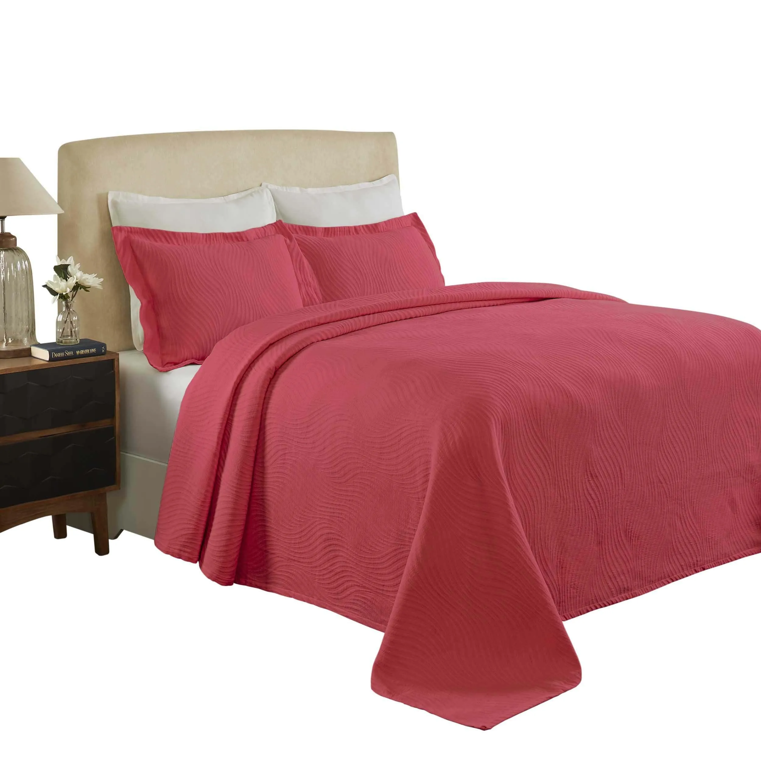 Cascade Cotton Jacquard Matelassé 3-Piece Bedspread Set