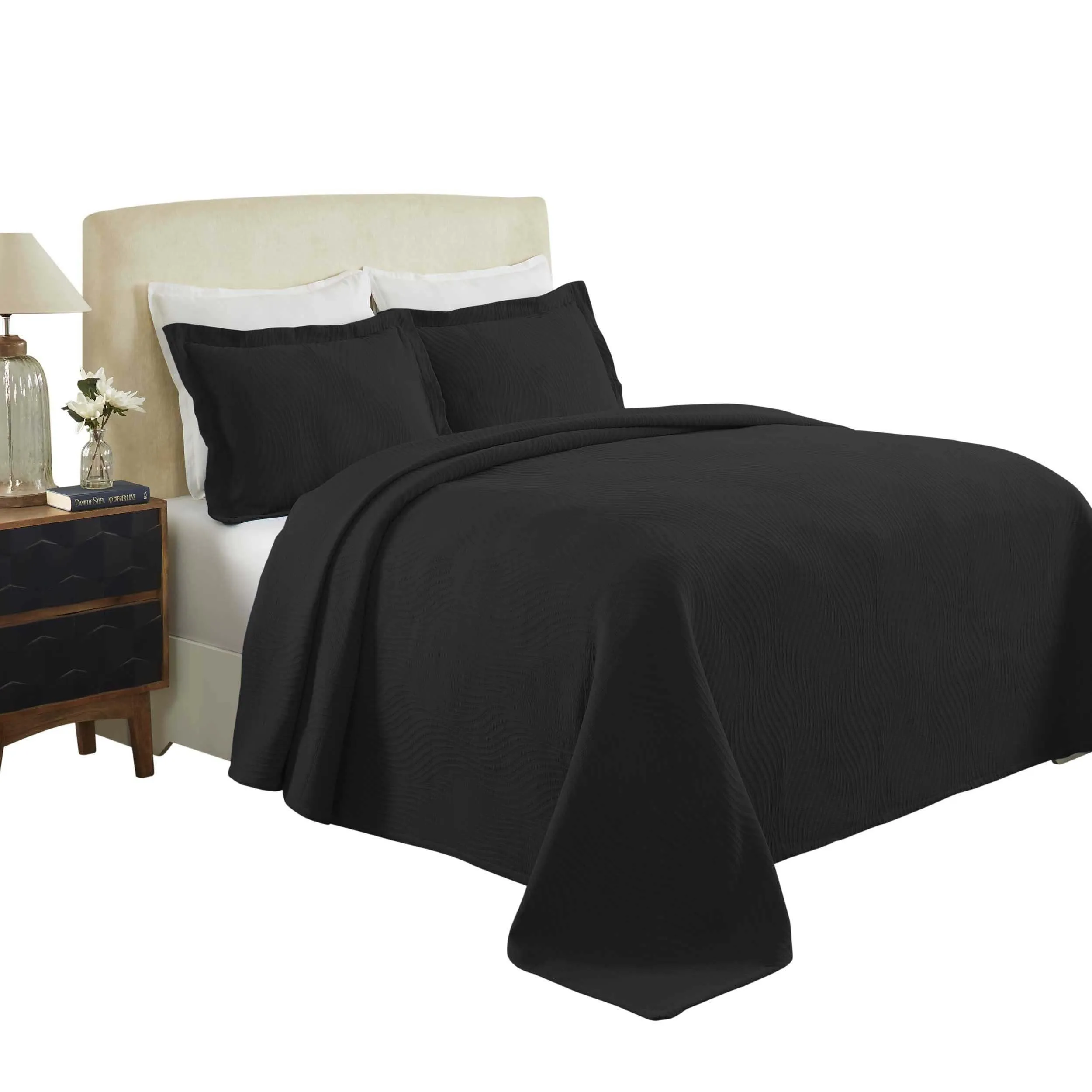 Cascade Cotton Jacquard Matelassé 3-Piece Bedspread Set