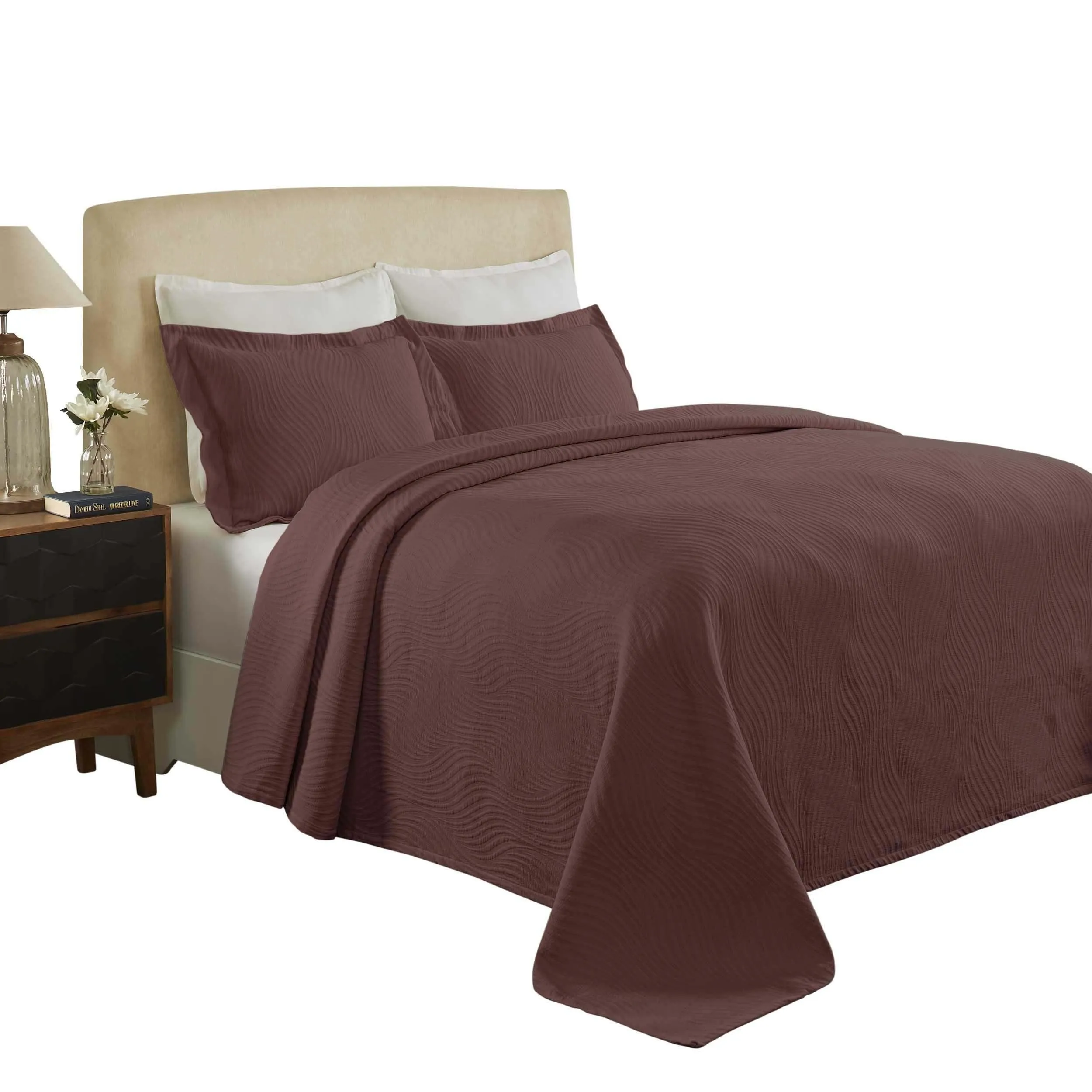 Cascade Cotton Jacquard Matelassé 3-Piece Bedspread Set