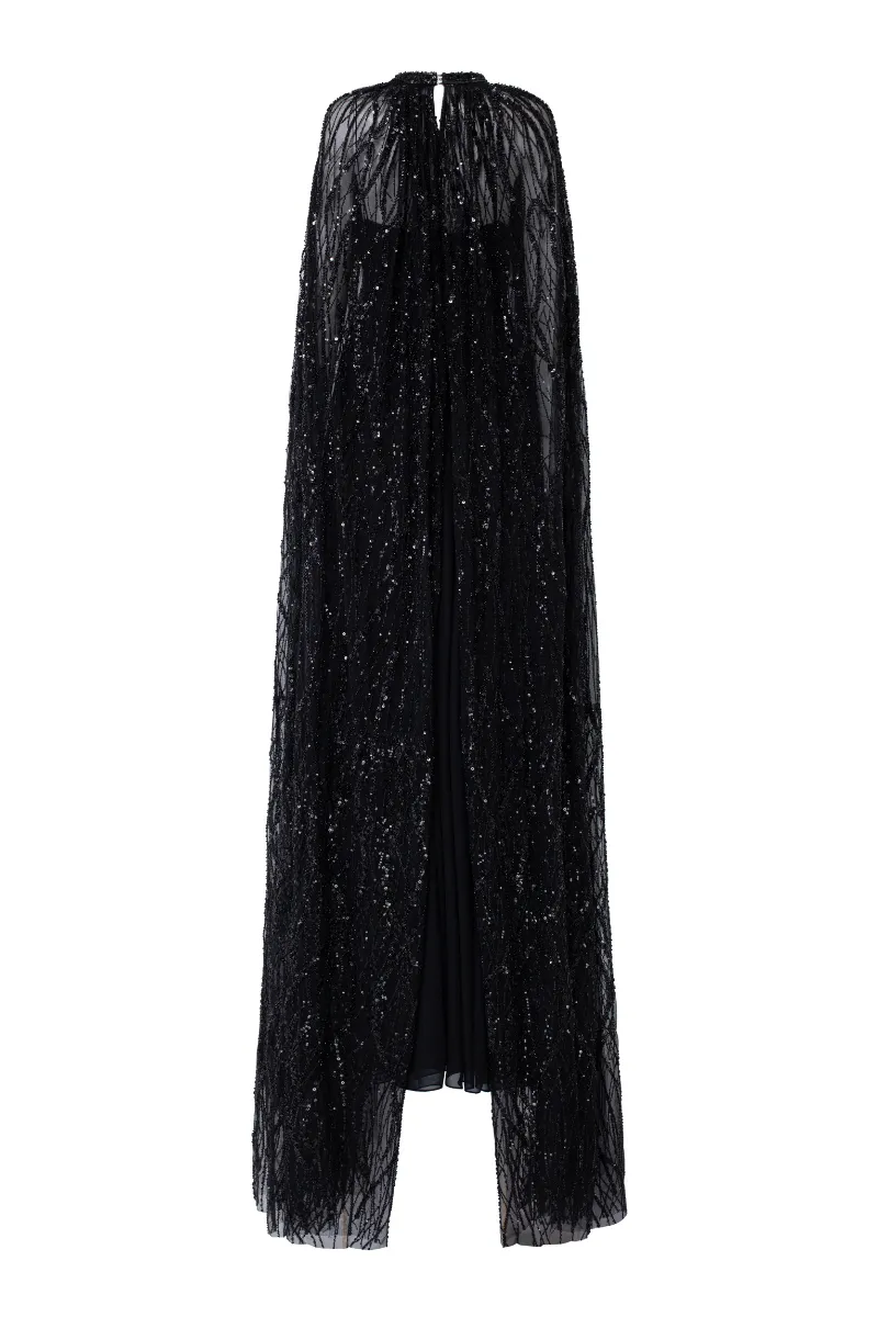 CELINA CRYSTAL LACE SEQUINS CAPE