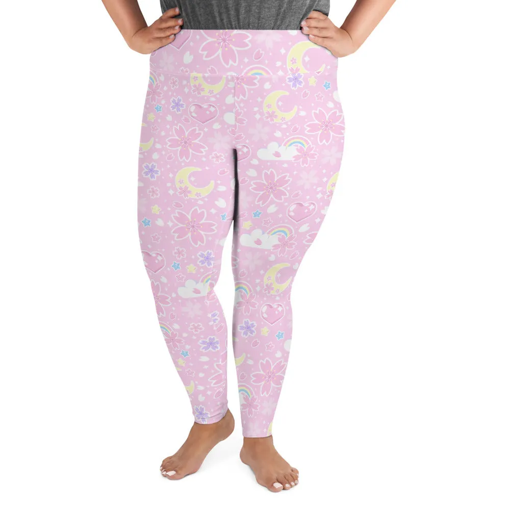 Cherry Blossom Dreams Pink Plus Size Leggings